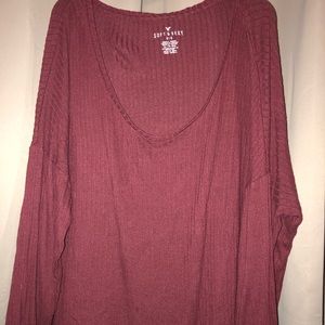 Ribbed Long Sleeve American Eagle Tee